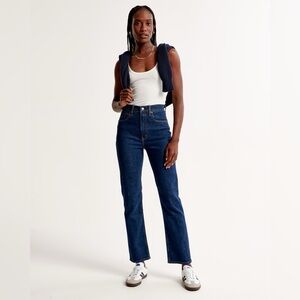 Abercrombie Denim Women’s Simone High Rise Ankle Straight Leg Jeans Dark Wash 30